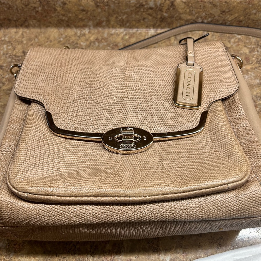 Coach Purse Buff  26324 MADISON  SADIE Flap Satchel  GLITTER Lizard NEW
